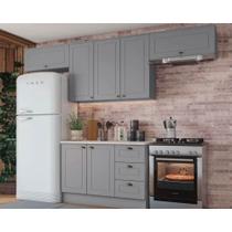 Cozinha Completa Americana (3 Aéreos, 1 Balcão, 1 Complemento) 5 Peças Cinza - Henn