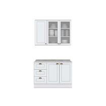 Cozinha Completa Americana 3 Peças (1 Aéreo + 1 Balcão + 1 Complemento) CZ125 Branco - Henn