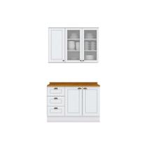 Cozinha Completa Americana 3 Peças (1 Aéreo + 1 Balcão + 1 Complemento) CZ126 Branco - Henn