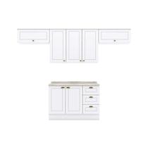 Cozinha Completa Americana 5 Peças (3 Armários + 1 Balcão + 1 Complemento) C5P11 Branco - Henn Cozinha Completa Americana 5 Peças (3 Armários + 1 Balcão + 1 Complemento) C5P11 Branco - Henn