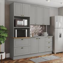 Cozinha Completa Americana 7 Portas 5 Gavetas 100% Mdf Cinza/Nature - Henn