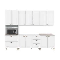 Cozinha Completa Americana c/ Pés 6 Peças (2 Armários + 1 Paneleiro + 2 Balcões + 1 Complemento) C5P62 Branco - Henn