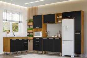 Cozinha Completa Antonella+Balcão Para Pia S/Tampo Carvalho/Preto