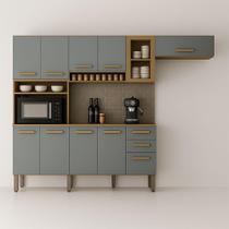 Cozinha Completa Athenas 10 Portas E Nichos Mobilihouse Cinamomo/cinza Acetinado