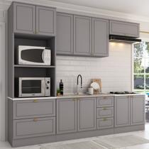 Cozinha Completa Atlanta 10 Portas 5 Gavetas 100% Mdf Americana Cinza - Panorama Móveis Cozinha Completa Atlanta 10 Portas 5 Gavetas 100% Mdf Americana Cinza - Panorama Móveis