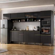 Cozinha Completa Atlanta Easy 6 Portas 2 Gavetas 330cm Preto Touch Móveis Carraro Cozinha Completa Atlanta Easy 6 Portas 2 Gavetas 330cm Preto Touch Móveis Carraro