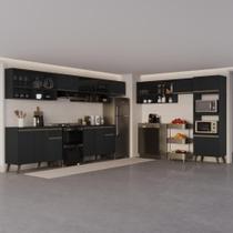 Cozinha Completa Atlanta Next 18 Portas 2 Gavetas MDP 555CM Preto Touch Carraro Cozinha Completa Atlanta Next 18 Portas 2 Gavetas MDP 555CM Preto Touch Carraro