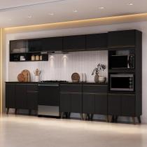 Cozinha Completa Atlanta Place 15 Portas 3 Gavetas MDF Preto Touch Cozinha Completa Atlanta Place 15 Portas 3 Gavetas MDF Preto Touch