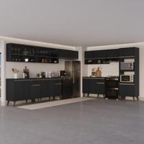 Cozinha Completa Atlanta Point 20 Portas 3 Gavetas MDP 555CM Preto Touch Cozinha Completa Atlanta Point 20 Portas 3 Gavetas MDP 555CM Preto Touch