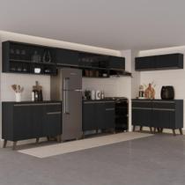 Cozinha Completa Atlanta Prime Fit 18 Portas 4 Gavetas MDP 450CM Preto Touch Carraro