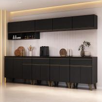 Cozinha Completa Atlanta Side 14 Portas 4 Gavetas MDP 285CM Preto Touch Cozinha Completa Atlanta Side 14 Portas 4 Gavetas MDP 285CM Preto Touch