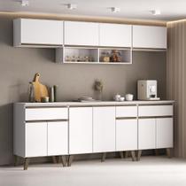 Cozinha Completa Atlanta Smart 6 Módulos MDP 225cm Branco Móveis Carraro Cozinha Completa Atlanta Smart 6 Módulos MDP 225cm Branco Móveis Carraro