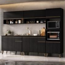 Cozinha Completa Atlanta Total 4 Portas 4 Gavetas 270cm Preto Touch Móveis Carraro Cozinha Completa Atlanta Total 4 Portas 4 Gavetas 270cm Preto Touch Móveis Carraro