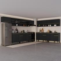 Cozinha Completa Atlanta Track 20 Portas 4 Gavetas MDP 540CM Preto Touch Cozinha Completa Atlanta Track 20 Portas 4 Gavetas MDP 540CM Preto Touch