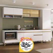 Cozinha Completa Balcão para Cooktop Veneza MP2267 Multimóveis Brinde Jogo de Panelas Tramontina