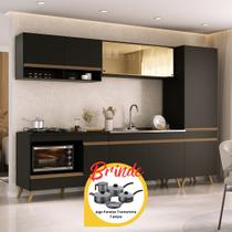 Cozinha Completa Balcão para Cooktop Veneza MP2271 Multimóveis Brinde Jogo de Panelas Tramontina