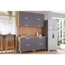 Cozinha Completa Bella 6 Peças (2Aéreos+2Balcões+2Complementos) C6P82 Freijo/Titanium - MGM Cozinha Completa Bella 6 Peças (2Aéreos+2Balcões+2Complementos) C6P82 Freijo/Titanium - MGM