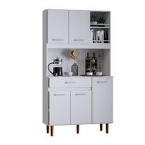 Cozinha Completa Bonatto com Armário e Balcão Branco Multiuso 5 Portas 1 Gaveta Multiuso Móveis Bonatto Cozinha Completa Bonatto com Armário e Balcão Branco Multiuso 5 Portas 1 Gaveta Multiuso Móveis Bonatto