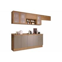 Cozinha Completa Botanic 7 Peças (3 Armários + 2 Balcões + 2 Complemento) M656 Nogueira/Fendi - Kappesberg Cozinha Completa Botanic 7 Peças (3 Armários + 2 Balcões + 2 Complemento) M656 Nogueira/Fendi - Kappesberg