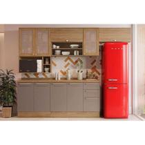 Cozinha Completa Botanic 8 Peças (4 Armários + 2 Balcões + 2 Complementos) M665 Nogueira/Fendi - Kappesberg