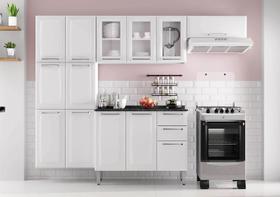 Cozinha Completa Branca em Aço 4 Peças Luce com 3 Vidros Cozinha Completa Branca em Aço 4 Peças Luce com 3 Vidros