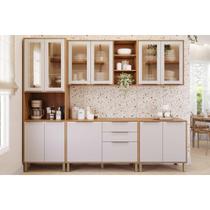 Cozinha Completa Brilhante 5 Peças (2Aéreos+2Balcões+1Paneleiro) C5P160 Cinamomo/Off White - MGM Cozinha Completa Brilhante 5 Peças (2Aéreos+2Balcões+1Paneleiro) C5P160 Cinamomo/Off White - MGM