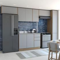 Cozinha Completa Canela 9 Portas 3 Gavetas Castanho/Cinza - Panorama Móveis