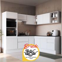 Cozinha Completa Canto Modulada Rodapé Veneza MP2249 Multimóveis Brinde Jogo de Panelas Tramontina