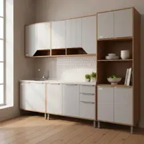 Cozinha Completa Celeste 5 Peças c/ Torre Forno e Micro 270cm 100% MDF Cozinha Completa Celeste 5 Peças c/ Torre Forno e Micro 270cm 100% MDF