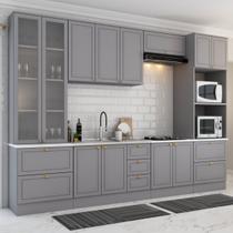 Cozinha Completa Chicago 12 Portas 7 Gavetas 100% Mdf Americana Cinza - Panorama Móveis