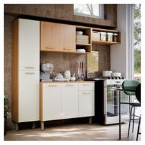 Cozinha Completa Clara com Paneleiro Armário Aéreo Nichos 7 Portas e 1 Gaveta Conjunto de Cozinha Moderna 182cm Módulos para Organização