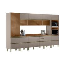 Cozinha Completa com 4 Vidros Reflecta Proença 12 Portas 9 Gavetas Bege e Nogueira Cozinha Completa com 4 Vidros Reflecta Proença 12 Portas 9 Gavetas Bege e Nogueira