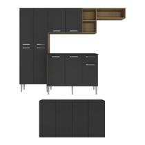 Cozinha Completa com Aparador Multimóveis Madeirada/preta