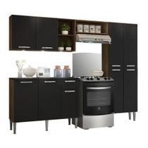 Cozinha Completa Compacta Madeirado/Preto