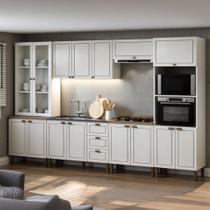 Cozinha Completa Conecta Frizz 15 Portas 3 Gavetas com Vidro e Pés Cm0124 Branco - Genialflex Cozinha Completa Conecta Frizz 15 Portas 3 Gavetas com Vidro e Pés Cm0124 Branco - Genialflex