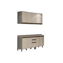 Cozinha Completa Connect 6 Peças (2 Armários + 2 Balcões + 2 Complementos) C6P06 Duna/Cristal - Henn Cozinha Completa Connect 6 Peças (2 Armários + 2 Balcões + 2 Complementos) C6P06 Duna/Cristal - Henn