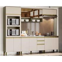 Cozinha Completa Connect 7 Peças (2 Aéreos+2Balcões+1Paneleiro+2Complemento) s/Pia CPT93 Duna/Cristal - Henn