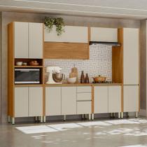 Cozinha Completa Dali 13 Portas 3 Gavetas Ripado 100% Mdf Nature/Off White - Linea Brasil