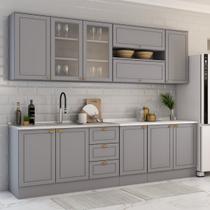 Cozinha Completa Dallas 11 Portas 3 Gavetas 100% Mdf Americana Cinza - Panorama Móveis