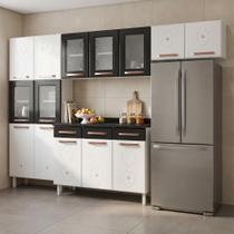 Cozinha Completa de Aço 4 Peças Decoradas com Paneleiro e Balcão com Tampo Mirage New Preto Cozinha Completa de Aço 4 Peças Decoradas com Paneleiro e Balcão com Tampo Mirage New Preto