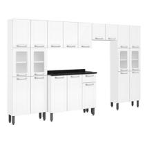 Cozinha completa de Aço Armário 3 Portas, 2 Paneleiros, 1 Balcão e Armário Aéreo Multipla Bertolini Branco