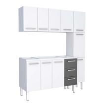 Cozinha Completa de Aço Gabinete Para Pia 150cm com Aéreo e Paneleiro Vênus Cozimax Branco/Preto Cozinha Completa de Aço Gabinete Para Pia 150cm com Aéreo e Paneleiro Vênus Cozimax Branco/Preto