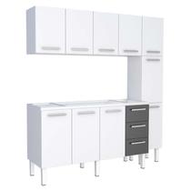 Cozinha Completa de Aço Gabinete Para Pia 160cm com Aéreo e Paneleiro Vênus Cozimax Branco/Preto Cozinha Completa de Aço Gabinete Para Pia 160cm com Aéreo e Paneleiro Vênus Cozimax Branco/Preto