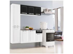 Cozinha Completa de Aço Itatiaia Pratika 4 Peças 8 Portas 1 Gaveta 210cm Branco e Preto