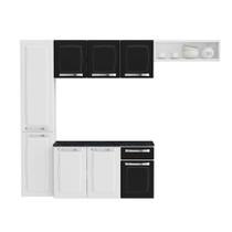 Cozinha Completa de Aço Itatiaia Pratika 4 Peças 8 Portas 1 Gaveta 210cm Branco e Preto