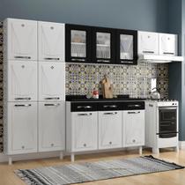 Cozinha Completa de Aço Star New 14 Portas 3 Gavetas com Vidro Branco/Preto - Telasul Cozinha Completa de Aço Star New 14 Portas 3 Gavetas com Vidro Branco/Preto - Telasul