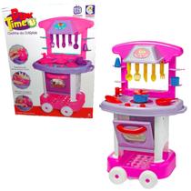 Cozinha Completa De Brinquedo Rosa Infantil 71cm Play Time Com Acessórios Para Meninas Cotiplás