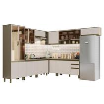 Cozinha Completa de Canto 10 Peças Connect com Cristaleira e Aéreo Vidro - Móveis Henn