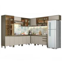 Cozinha Completa de Canto 10 Peças Connect com Cristaleira - Móveis Henn