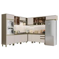 Cozinha Completa de Canto 10 Peças Connect com Torre Quente e Aéreo Vidro - Móveis Henn Cozinha Completa de Canto 10 Peças Connect com Torre Quente e Aéreo Vidro - Móveis Henn